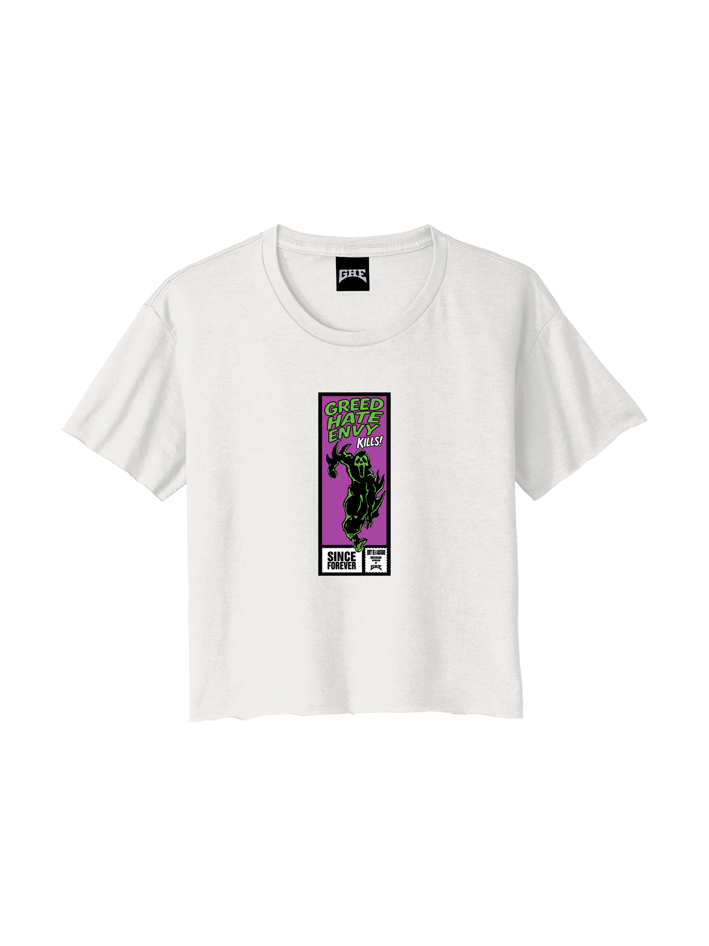 Ghostface ladies crop tee-white