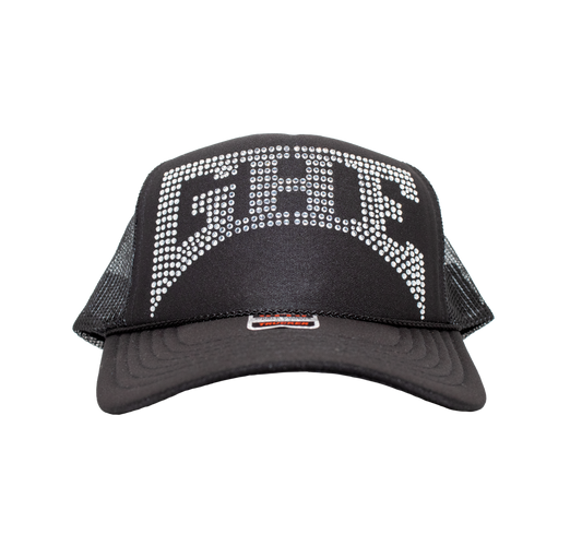 Rhinestone Trucker Hat Blk