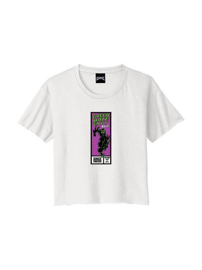 Ghostface ladies crop tee-white