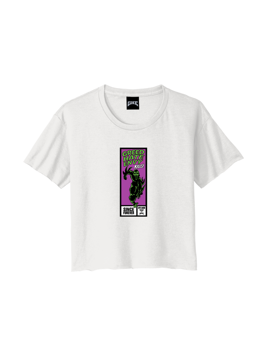 Ghostface ladies crop tee-white
